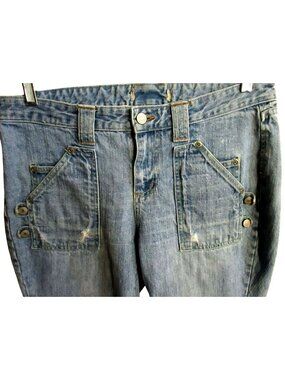 JEANS 34x24 True Vtg 80s ZENA HIGH WAIST DENIM MOM CAPRIS DISTRESS